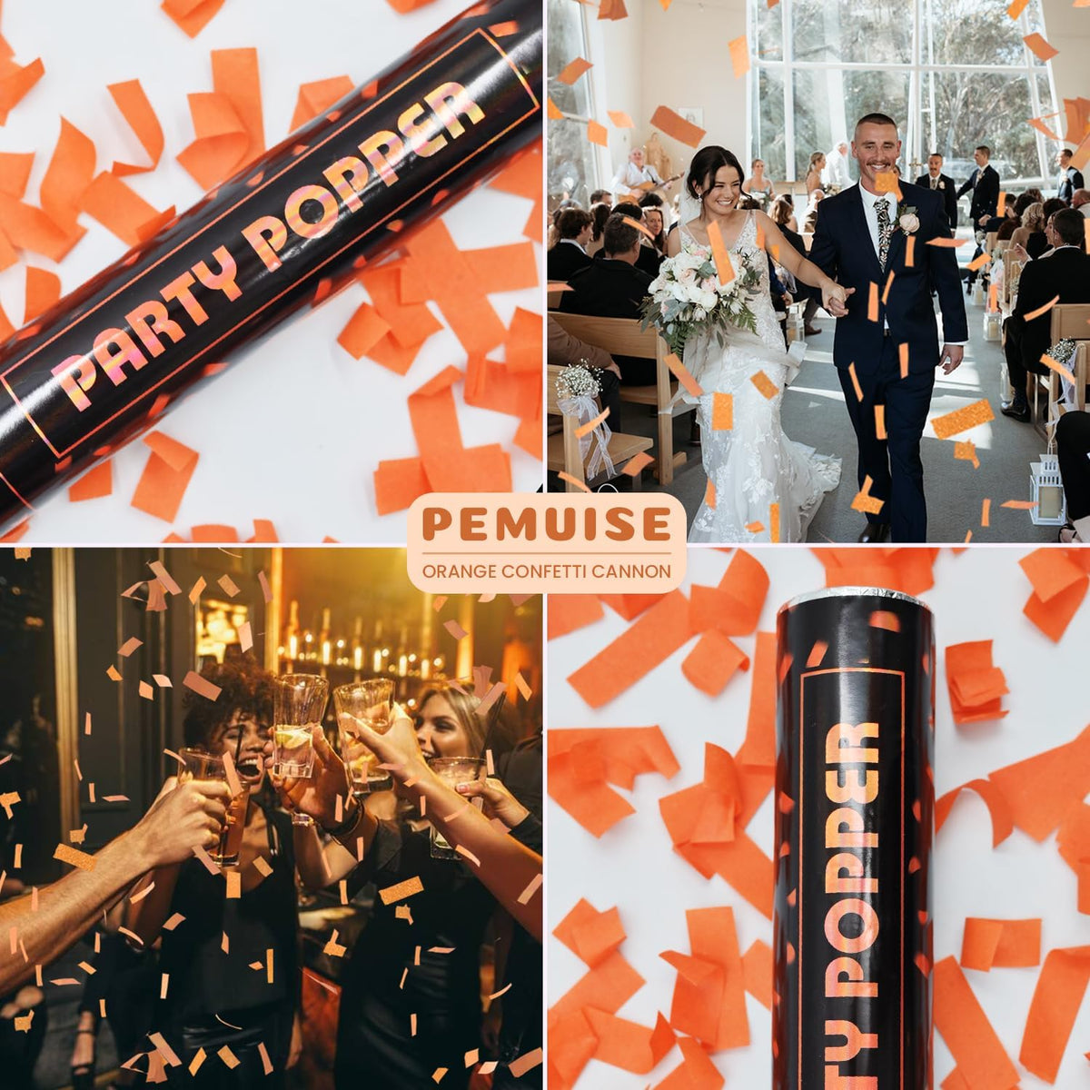 Confetti Poppers Orange Confetti Cannon 12 Pack Party Poppers Biodegradable12 inch Wedding Party