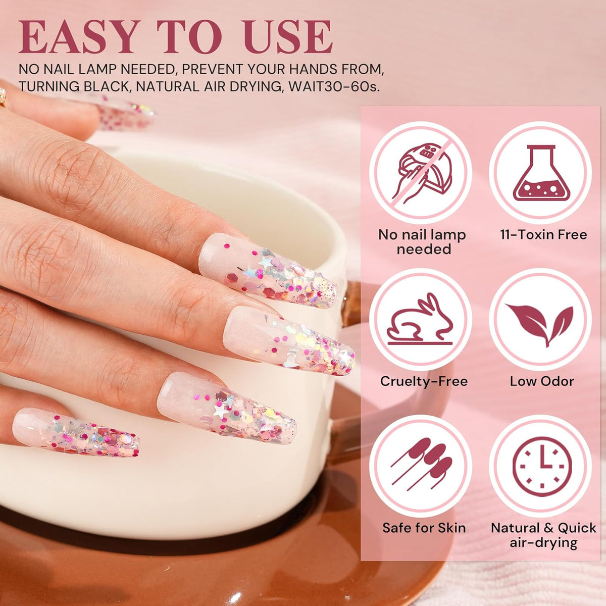 Dipping Powder Colors, Mermaid Tale Glitter Color Dip Powder - Nail Art Starter Manicure DIY No