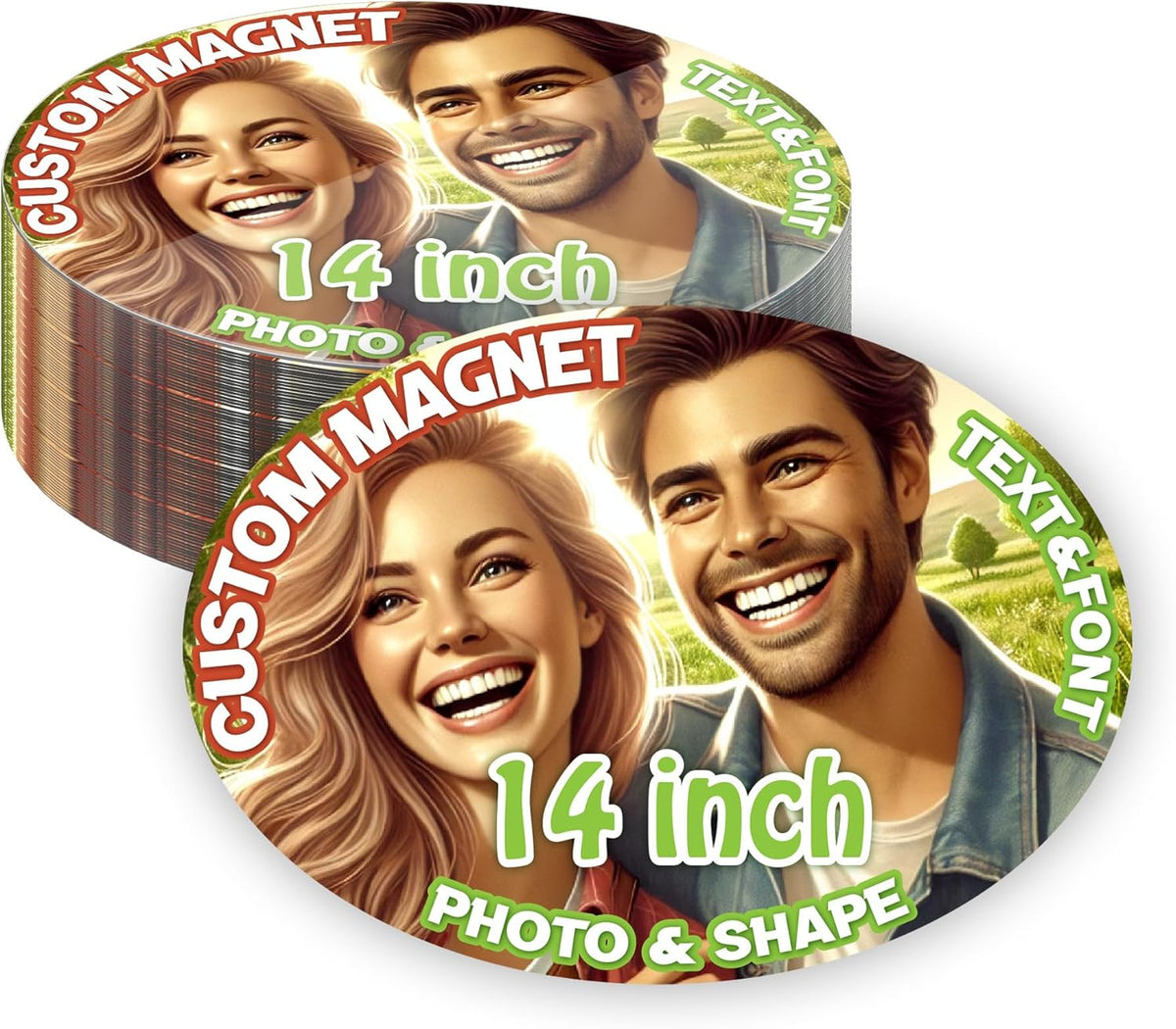 KETABAO – 14" Customizable Oval Magnetic Photo Magnet - add Your Image to Your Refrigerator