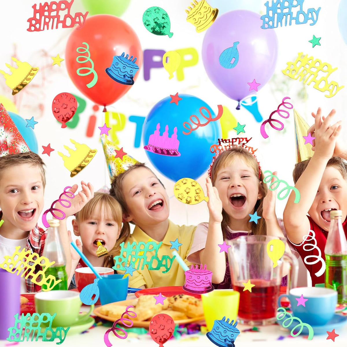 MARFOREVER Happy Birthday Glitter Confetti, Birthday Party Metallic Foil Table Confetti Multicolor