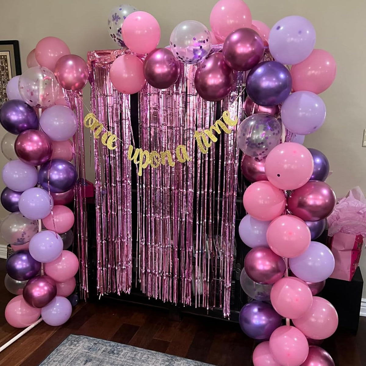 Pink and Purple Balloons, 60 Pcs 12 Inch Pastel Metallic Purple Pink Confetti Balloons with Magenta