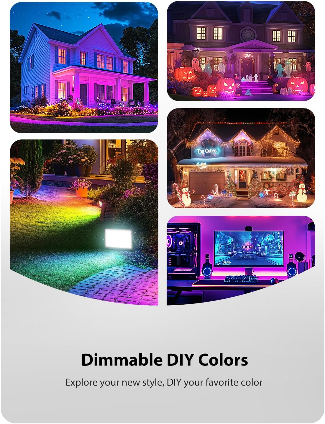Onforu LED Flood Light Outdoor 700W Equiv, 70W Color Changing RGBW 2700K Floodlight with Remote