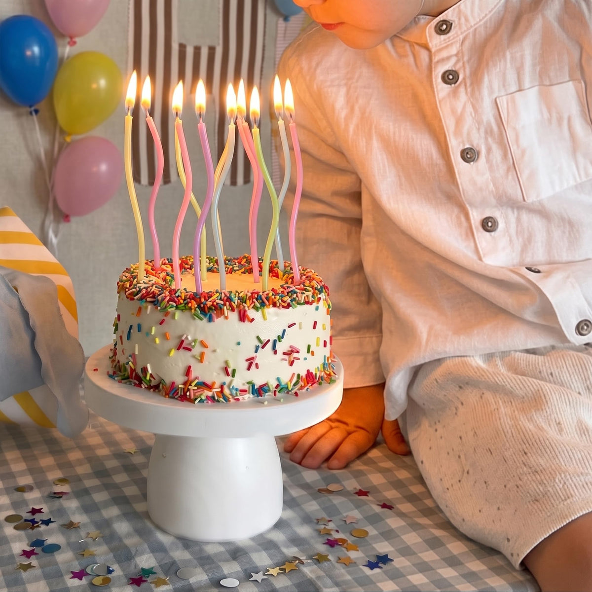 PHD CAKE 24-Count Colorful Pastel Spiral Long Thin Birthday Candles, Cake Candles, Birthday