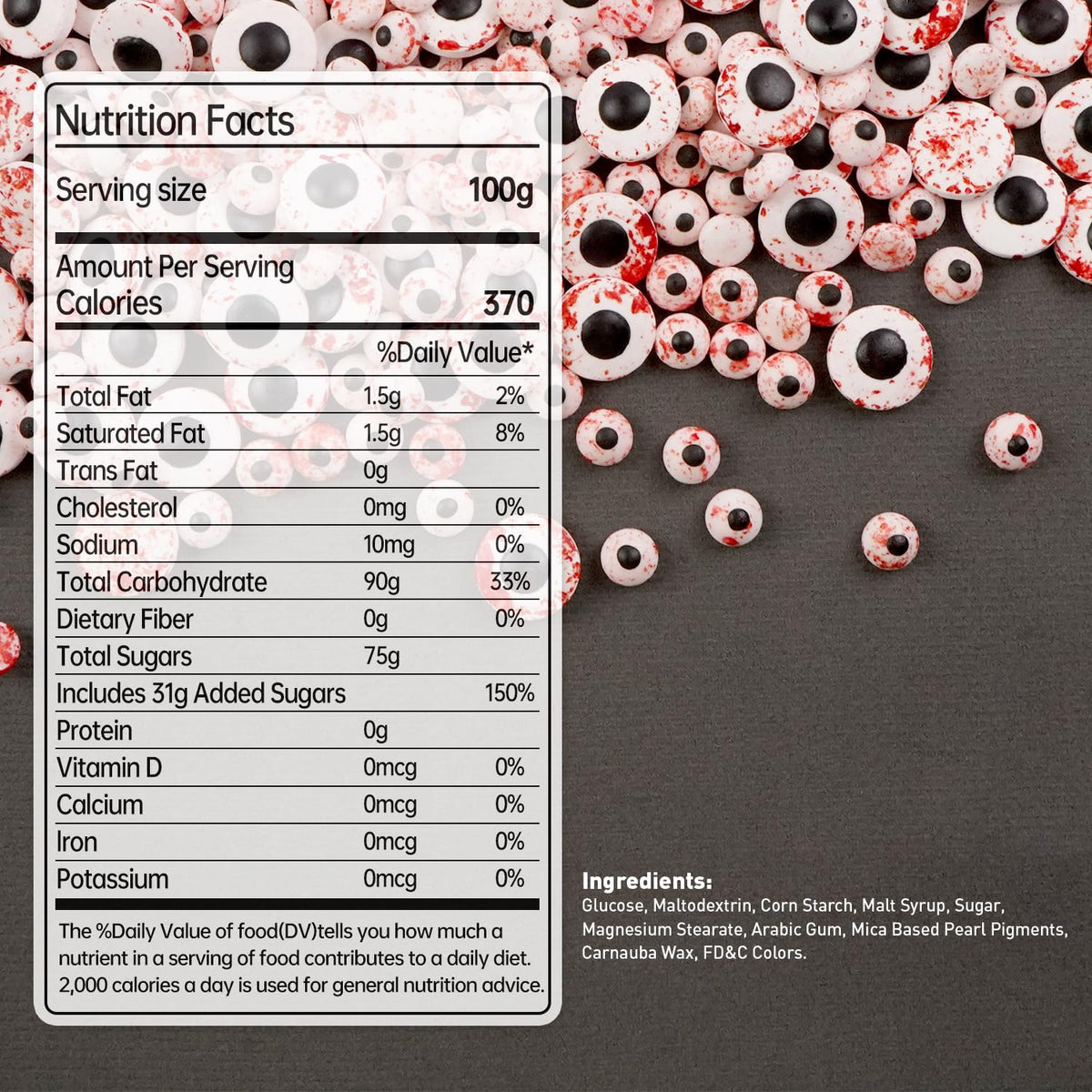 Halloween Edible Bloody Red Eyeballs Eye Ball, Candy Eyeballs Mix Sprinkles for Cake Decorating