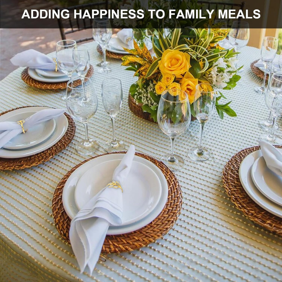 Gold Napkin Rings Set of 10,Napkin Rings Holder Buckles,Thanksgiving Christmas Napkin Ring Alloy