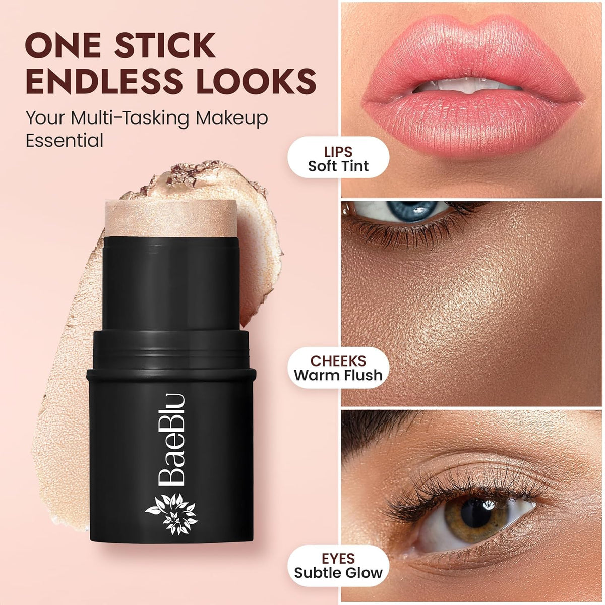 Organic Blush Tube, Chardonnay - 100% Natural Vegan Cream Blush Sticks, Multi-Use Bronzer, &