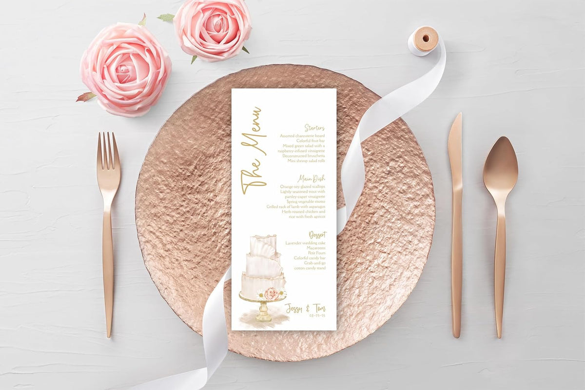 Personalized Printed Wedding Menu, Set of 25 Wedding Menu, Modern Wedding Menu, Simple Menu