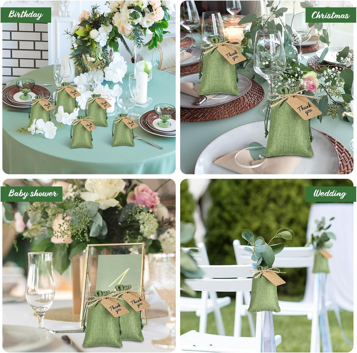 Woanger 100 Pcs Burlap Gift Bags with 100 Pcs Kraft Paper Gift Tags Drawstring Favor Bulk Burlap