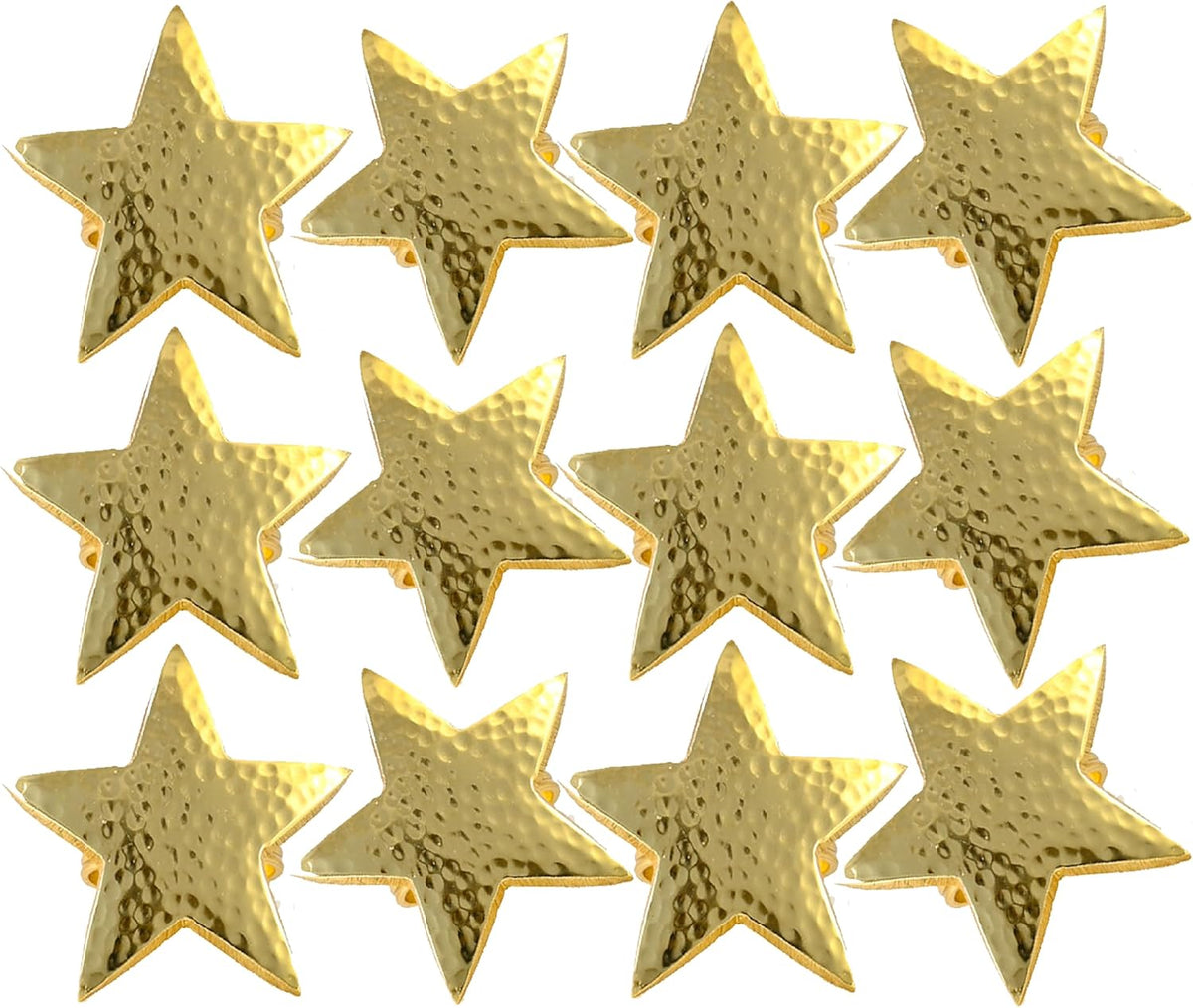 12 Pcs Lightweight Metal Napkin Rings - Gold Star Metal Holders for Elegant Table Decor, Parties