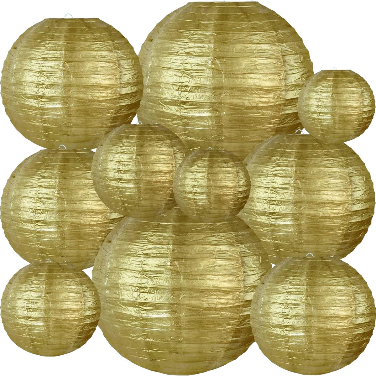 BEISHIDA Gold Round Paper Lanterns Decorative Hanging Chinese Japanese Paper Lanterns Lamp for