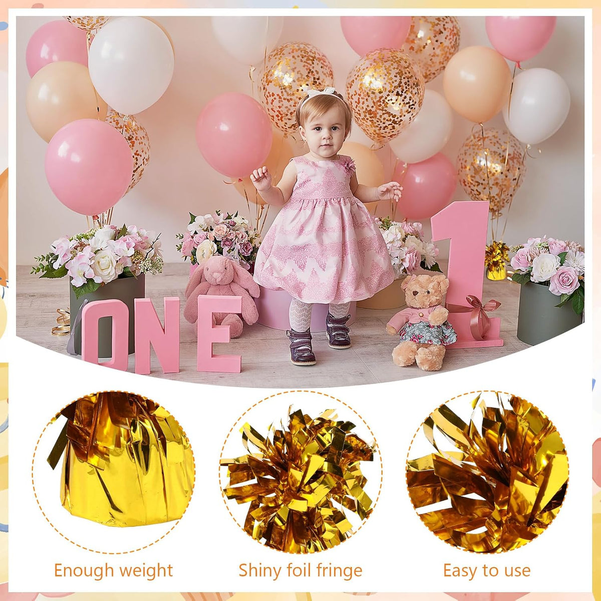 8 Pcs Gold Metallic Balloon Weights Holder Anchors Balloon Holder Weights for Helium Balloons