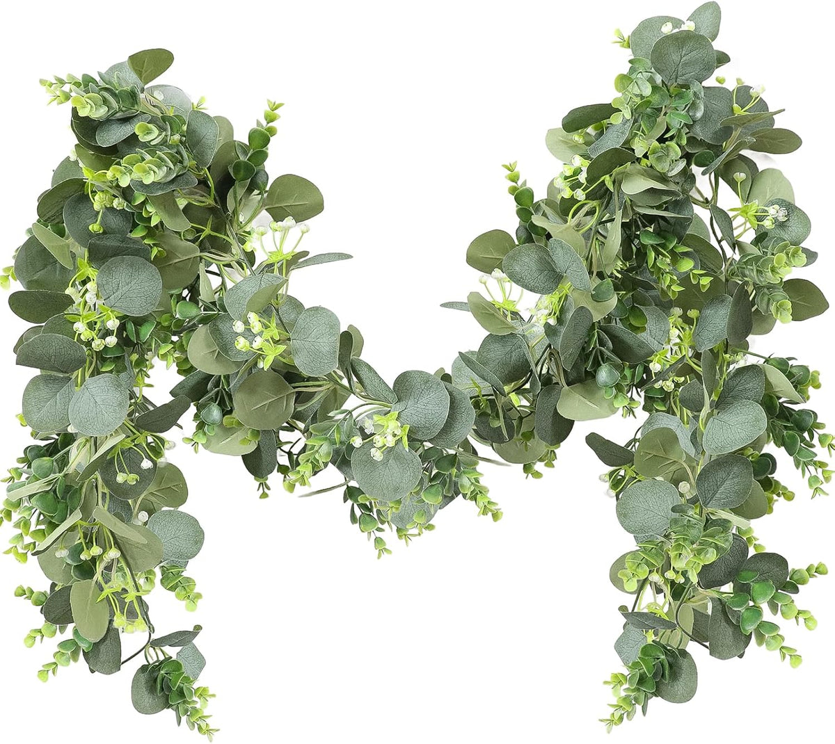 MAKHOT 2pcs Artificial Eucalyptus Garland, 5.9FT Greenery Garland Flower Spring Summer Green