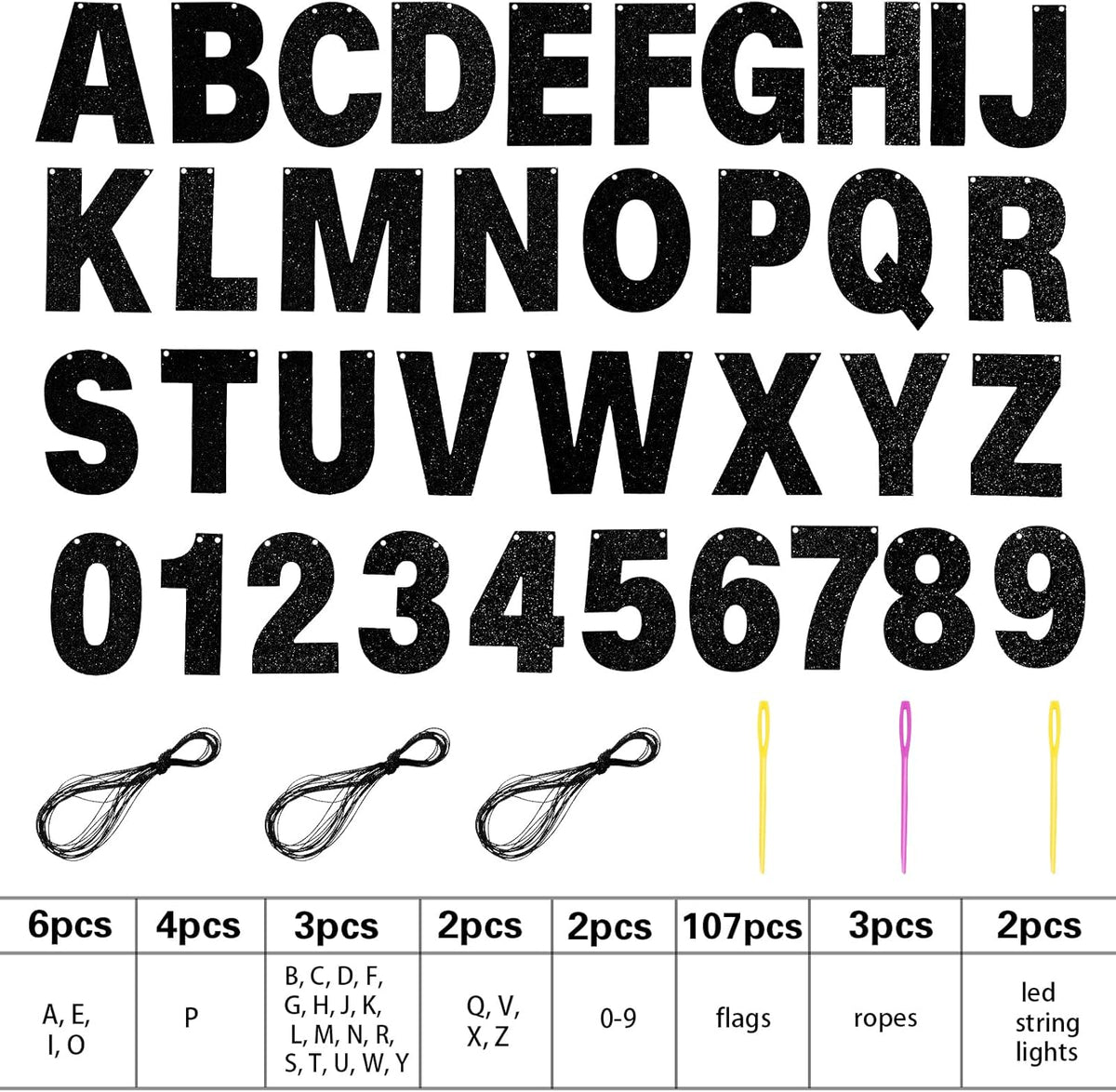 TaoBary 112 Pcs DIY Letter Custom Banner Glitter Customizable Banner Kit Including 107 Letters and