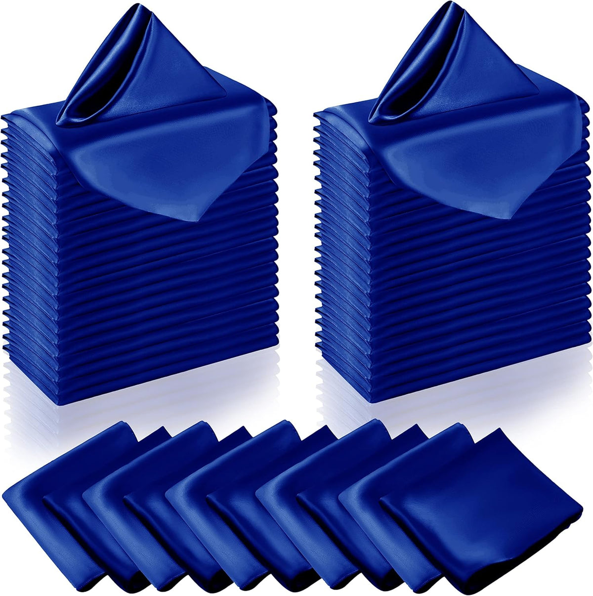 Manyshofu 60 Pieces Royal Blue Satin Napkins - 20x20 Inches Cloth Napkins, Square Satin Fabric