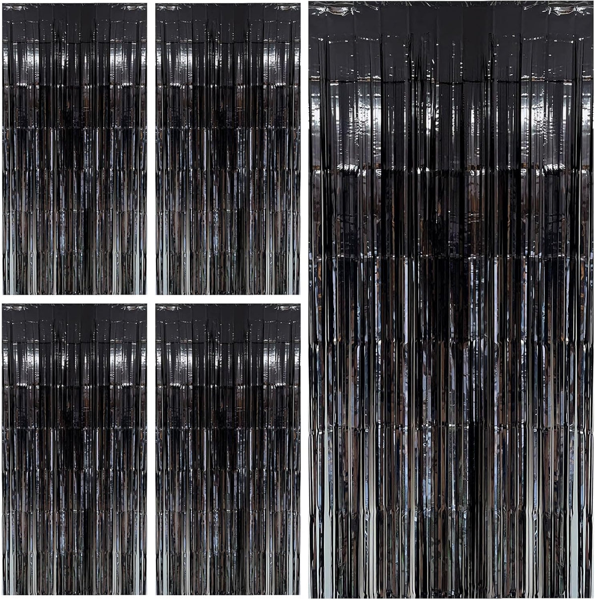 Black Party Streamers Foil Fringe Backdrop Curtains Tinsel Streamers Birthday Party Decorations