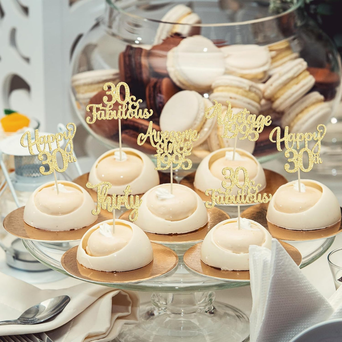 30Pcs Vintage 1995 Cupcake Toppers Glitter Thirty Happy 30th Birthday 30 Fabulous Cupcake Picks