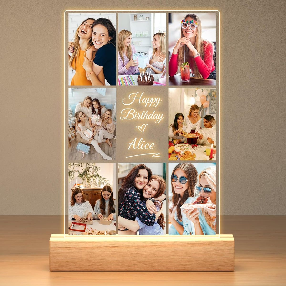 Custom Picture Frames with Photos, Personalized Photo Frame with Night Light, Customized Picture
