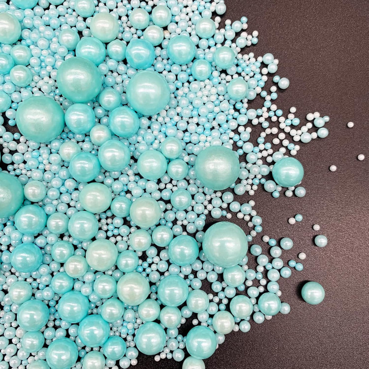 Weraru Edible Blue Pearl Sugar Sprinkles Candy Mixing Size Baking Edible Cake Decorations Cupcake