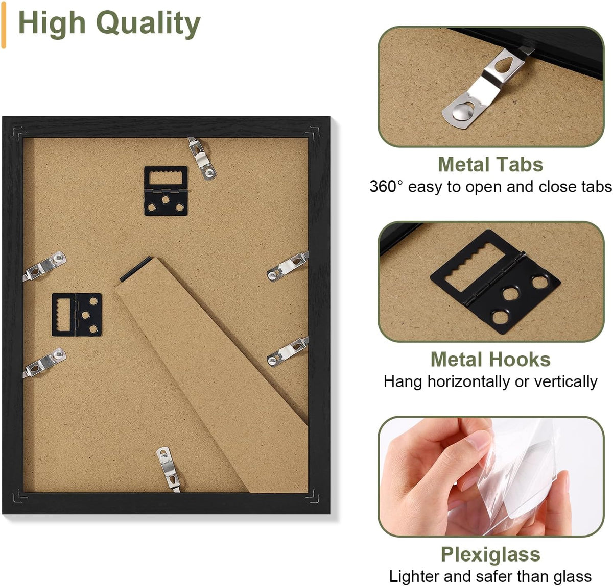 Vittanly 8x10 Collage Picture Frame, Displays 2Pcs 4x6 Pictures with Mat, Photo Frame for Wall