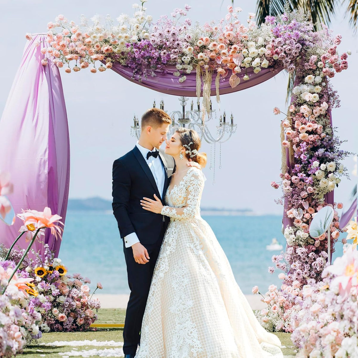 Asee'm 6.6FTx6.6FT Gold Wedding Arch Backdrop Stand Square Metal Rectangular Arch Frame for