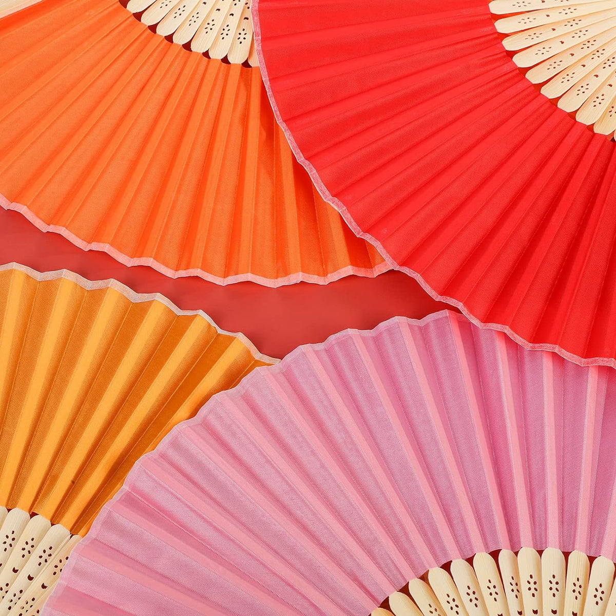 URATOT 36 Pieces Multicolor Folding Fans Silk Bamboo Folding Fans Handheld Fan for Wedding, Party
