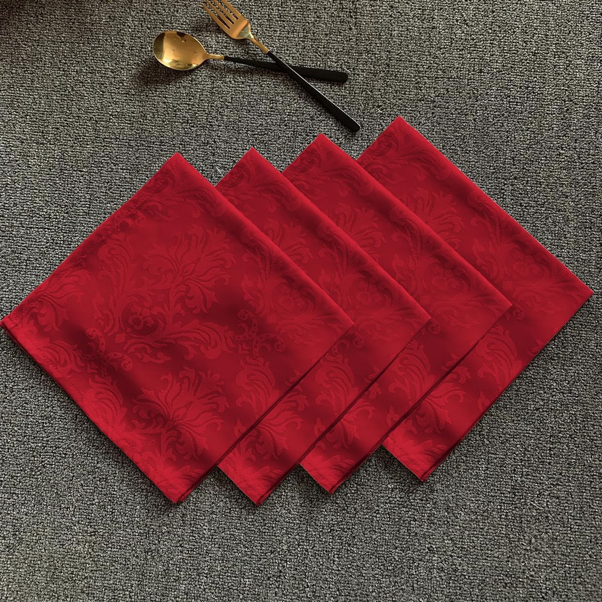SASTYBALE Cloth Napkins Square 20 x 20 Inch Set of 4, Washable Reusable Jacquard Damask Christmas