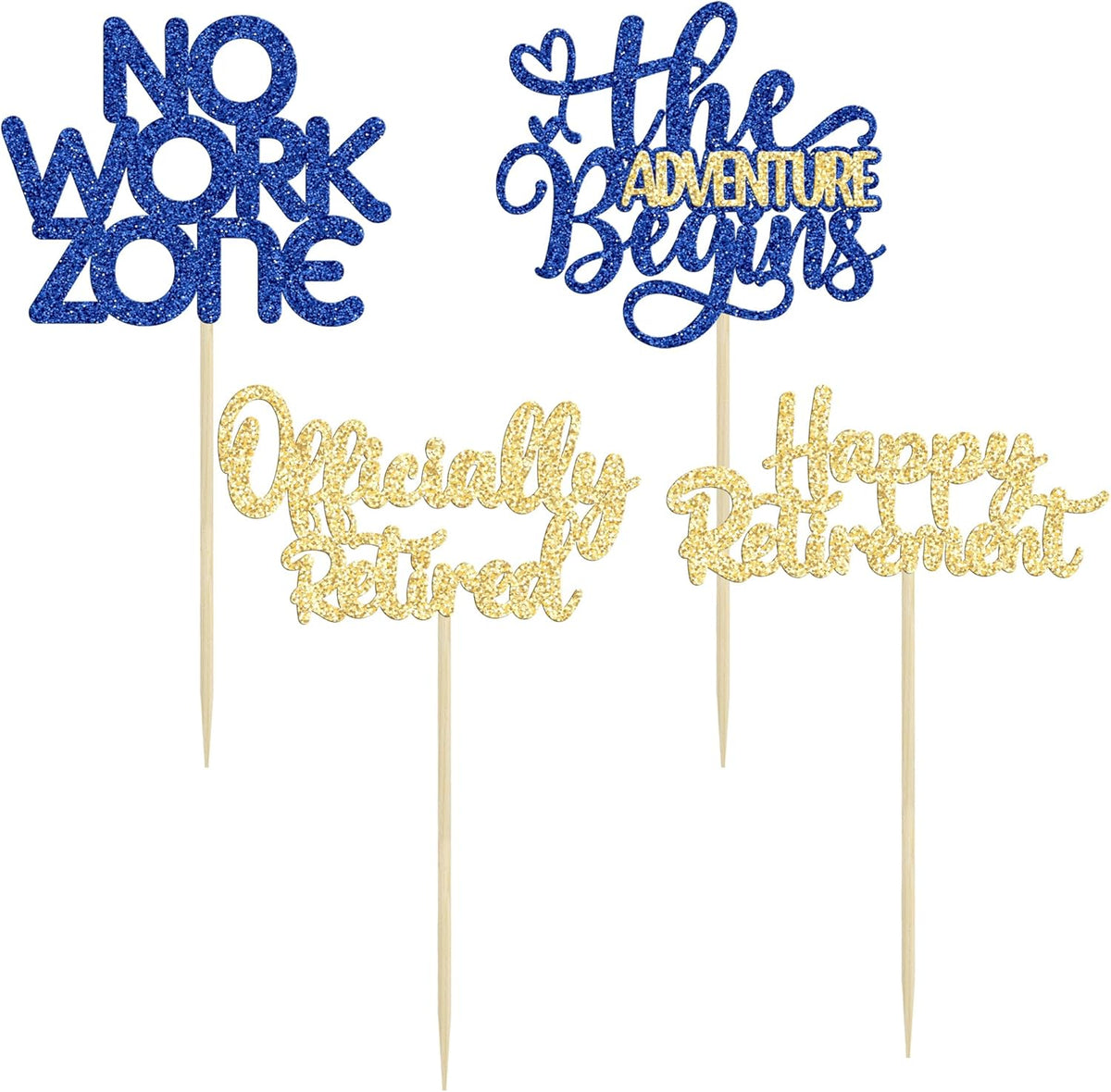 24Pcs Happy Retirement Cupcake Toppers Officially Retired Cake Toppers No Work Zone Adventure