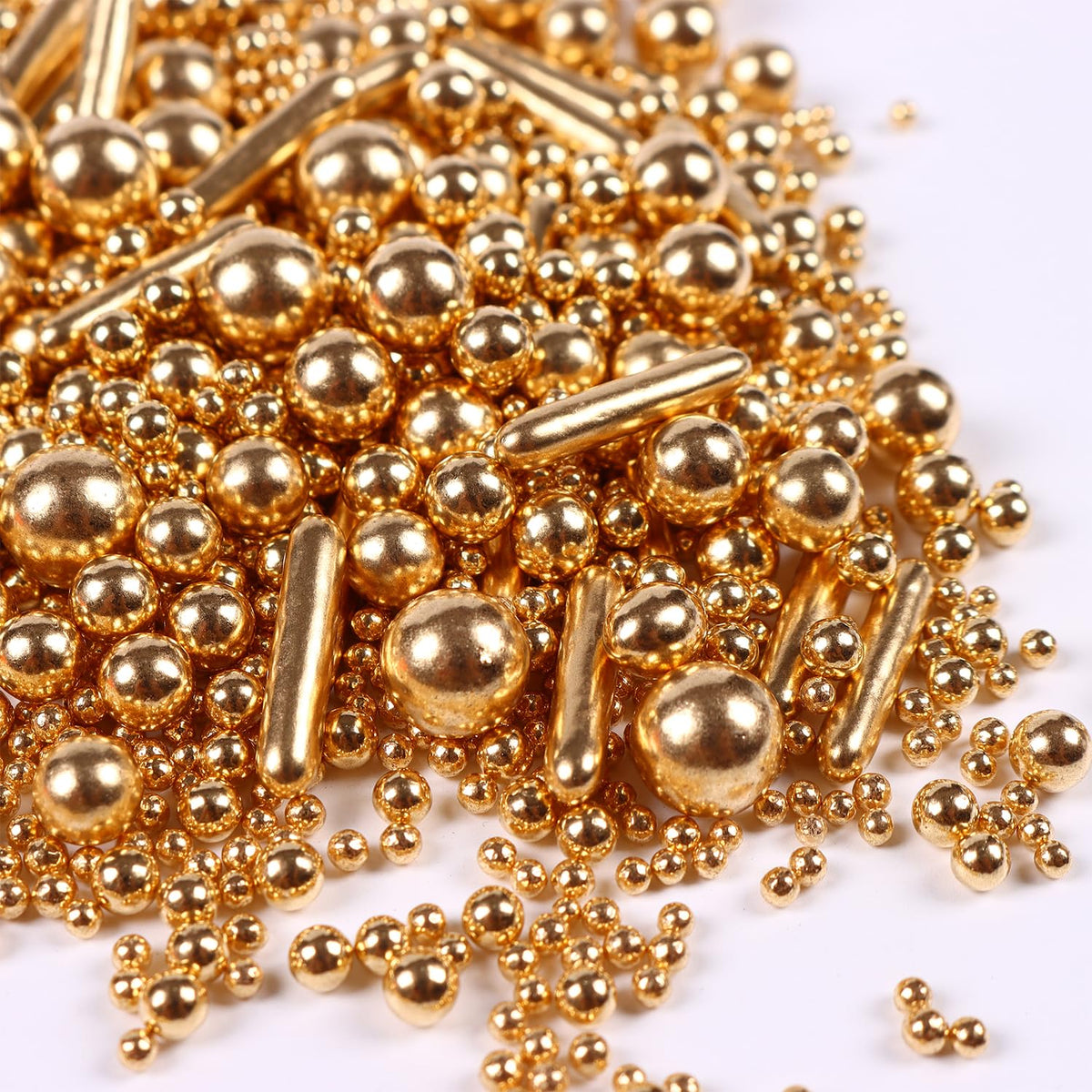 Gold Pearl Sprinkles for Cake Decorating, Pearl Metallic Rod Mix, 4.23 oz Gold Sprinkles for
