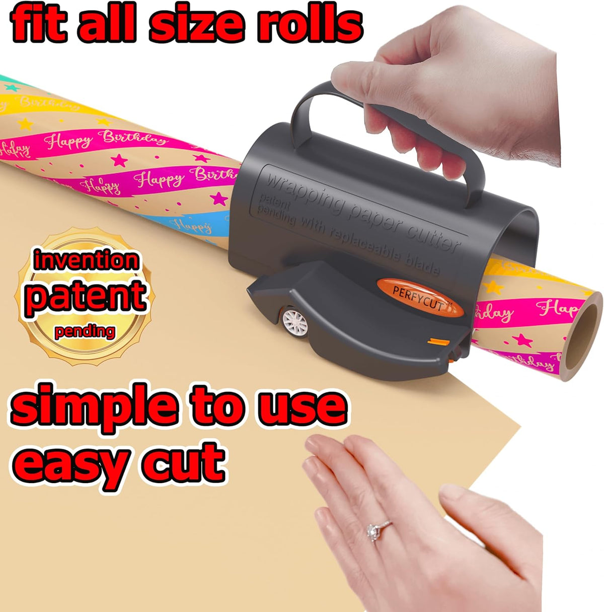 Wrapping Paper Cutter with 3 Replaceable Blade Sets for Birthday Paper Gift Wrapping Paper Roll