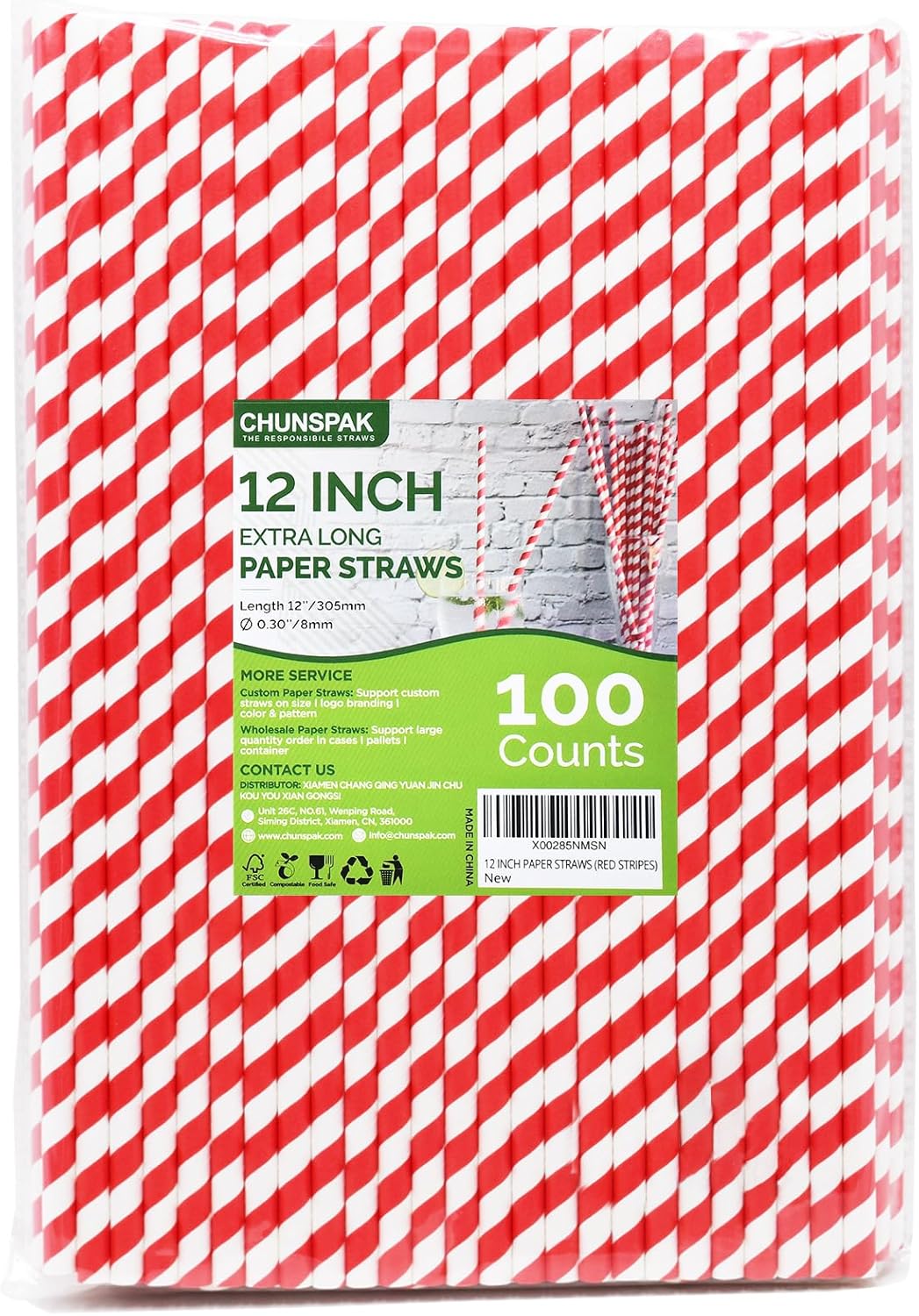 12 Inch Extra Long Large Paper Drinking Straws 8mm Wide - For Smoothies, Shakes, Tall Drinks, 40oz