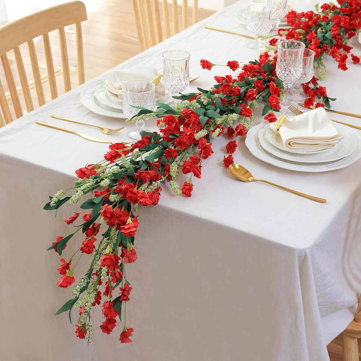 Mizii Burgundy Artificial Flower Garland 6FT Fake Wildflower Floral Garland Hanging Vines Spring