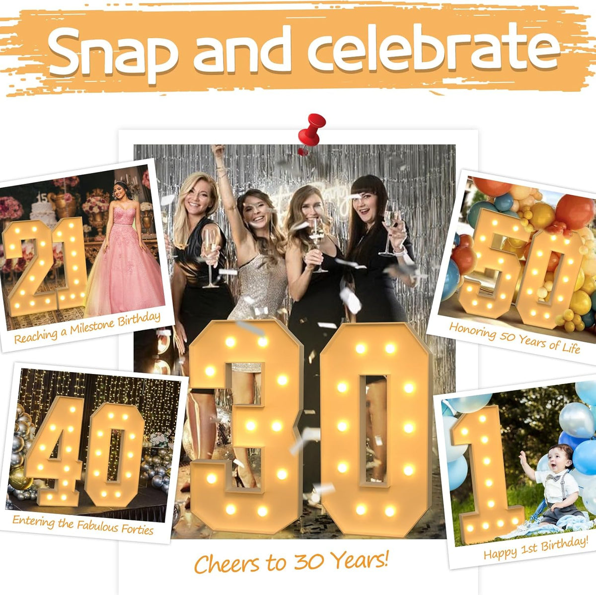 imprsv 4FT Marquee Numbers,DIY Light Up Numbers for 40th Birthday Decorations, Party Party