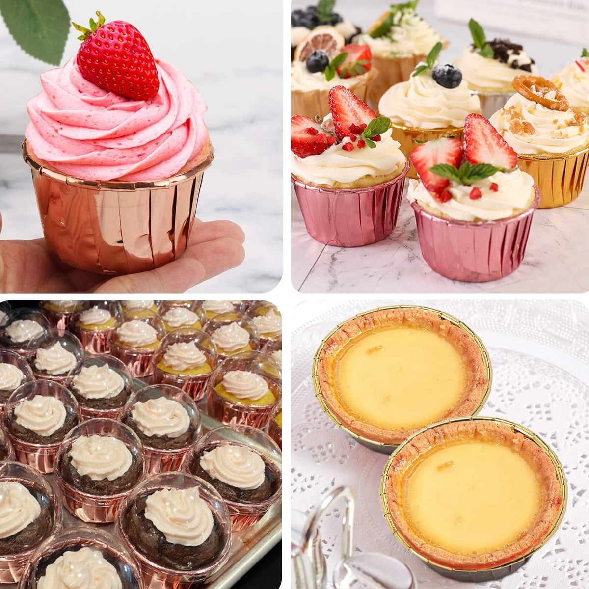 Cupcake Liners for Baking 100Pack,Free-Air 3.5Oz Foil Baking Cups with Dome Lids,Disposable Muffin