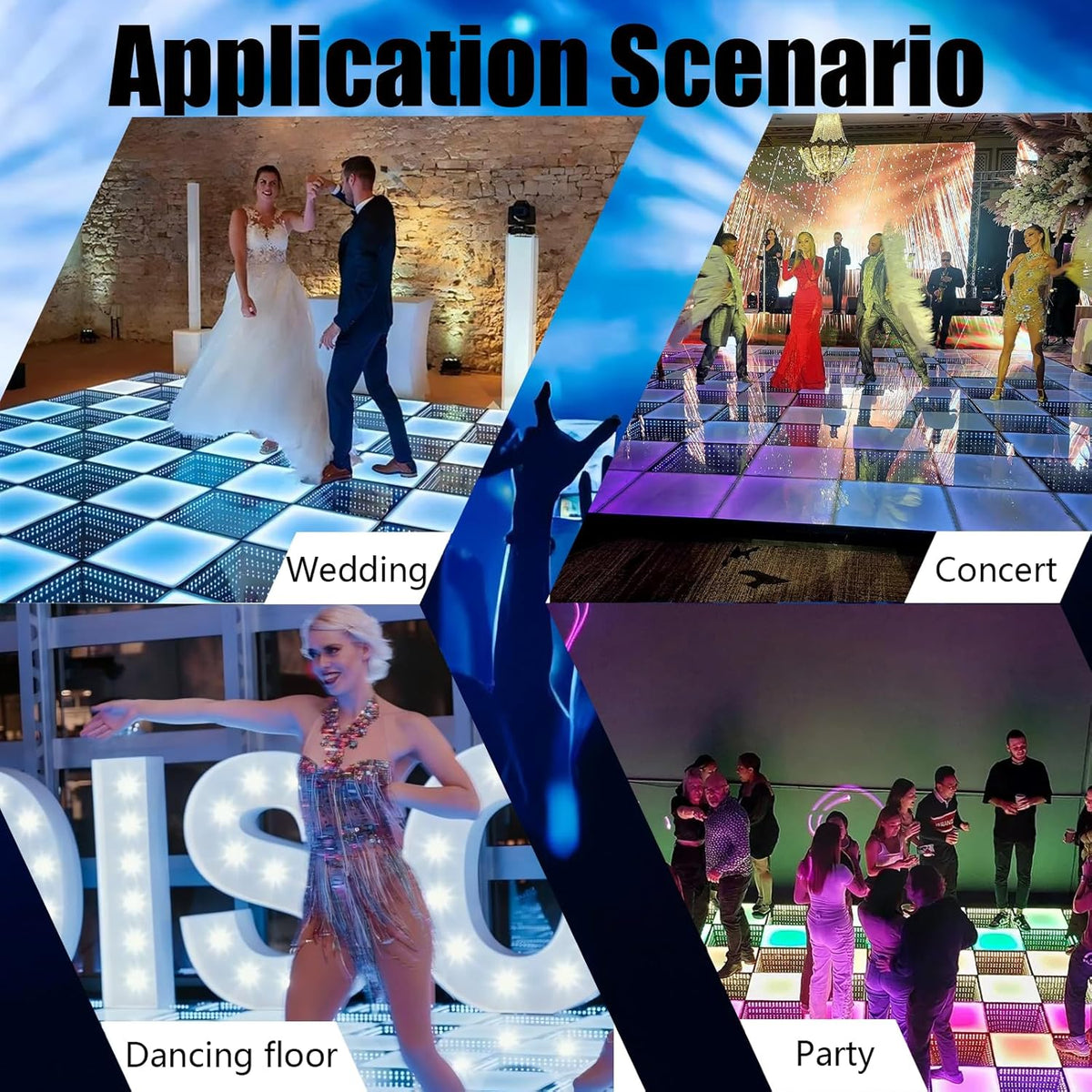 Dance Floor Stage Lights Tempered Glass Infinity Mirror Panel 3D Effect Led Dance Floor for Wedding