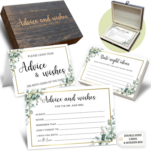 50 Pcs Advice and Wishes for the Mr and Mrs Cards in Box - Bridal Shower Guest Book - Perfect for