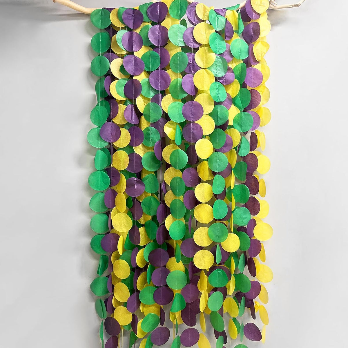 205 Ft Mardi Gras Party Decorations Purple Green Yellow Circle Dot Backdrop Garland Tissue Paper