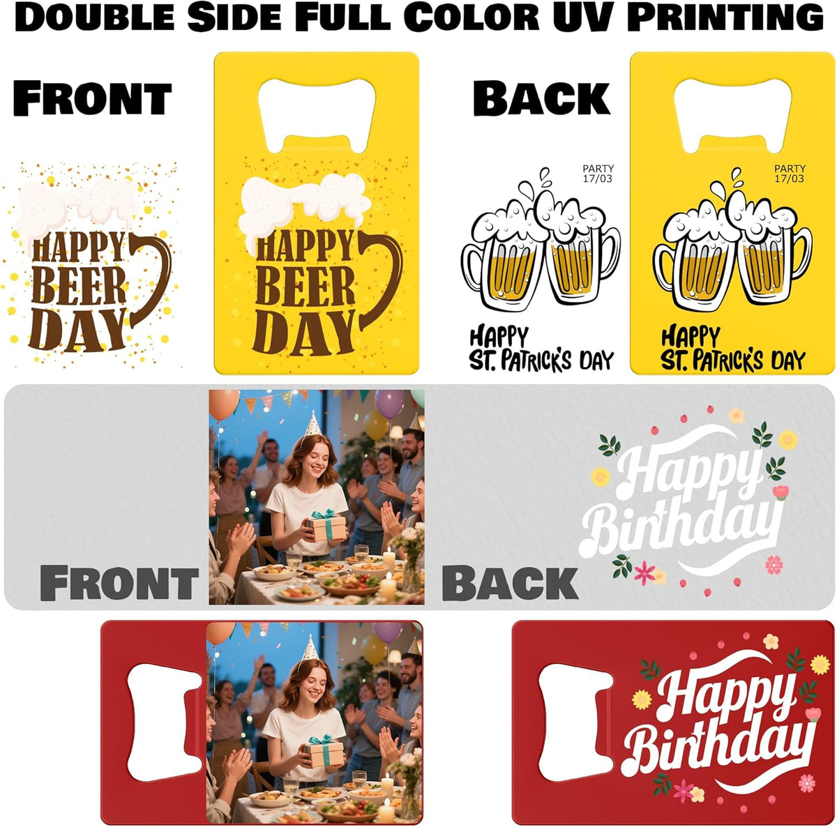 4-100 Pcs Custom Bottle Opener, Personalized Stainless Steel Credit Card Bottle Opener, Full Color