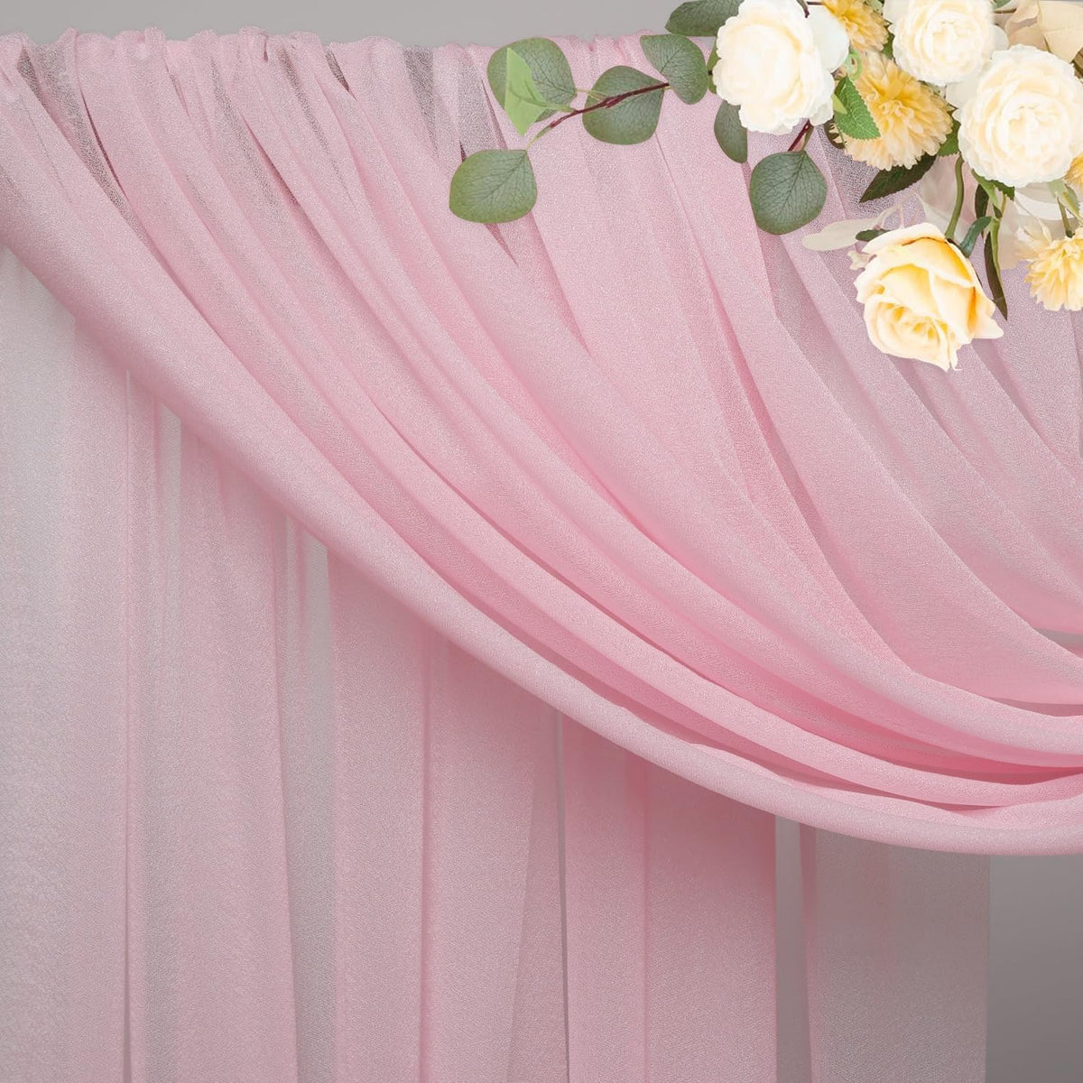 Wokceer Wedding Arch Draping Fabric 28.7" x 20FT Blush Pink Sheer Fabric Backdrop Arch Draping for