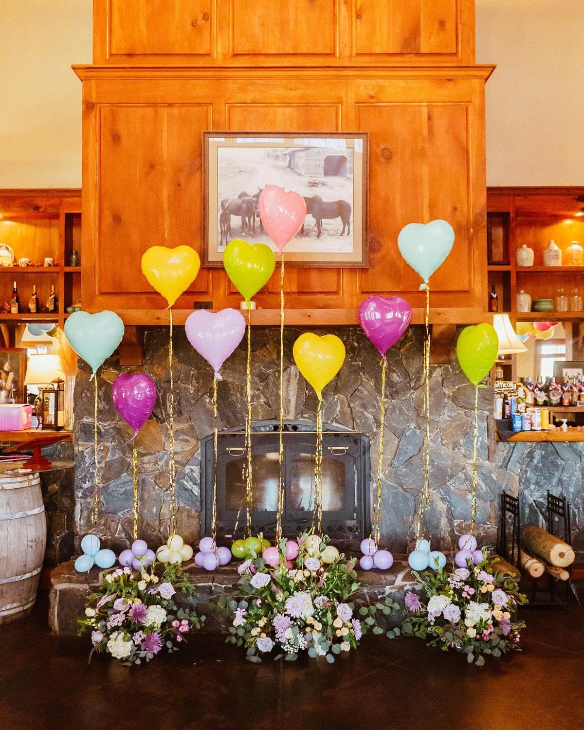 Pastel Colorful Heart Balloons,10Pcs Rainbow Foil Heart Shaped Balloons,18Inch Pink Blue Yellow