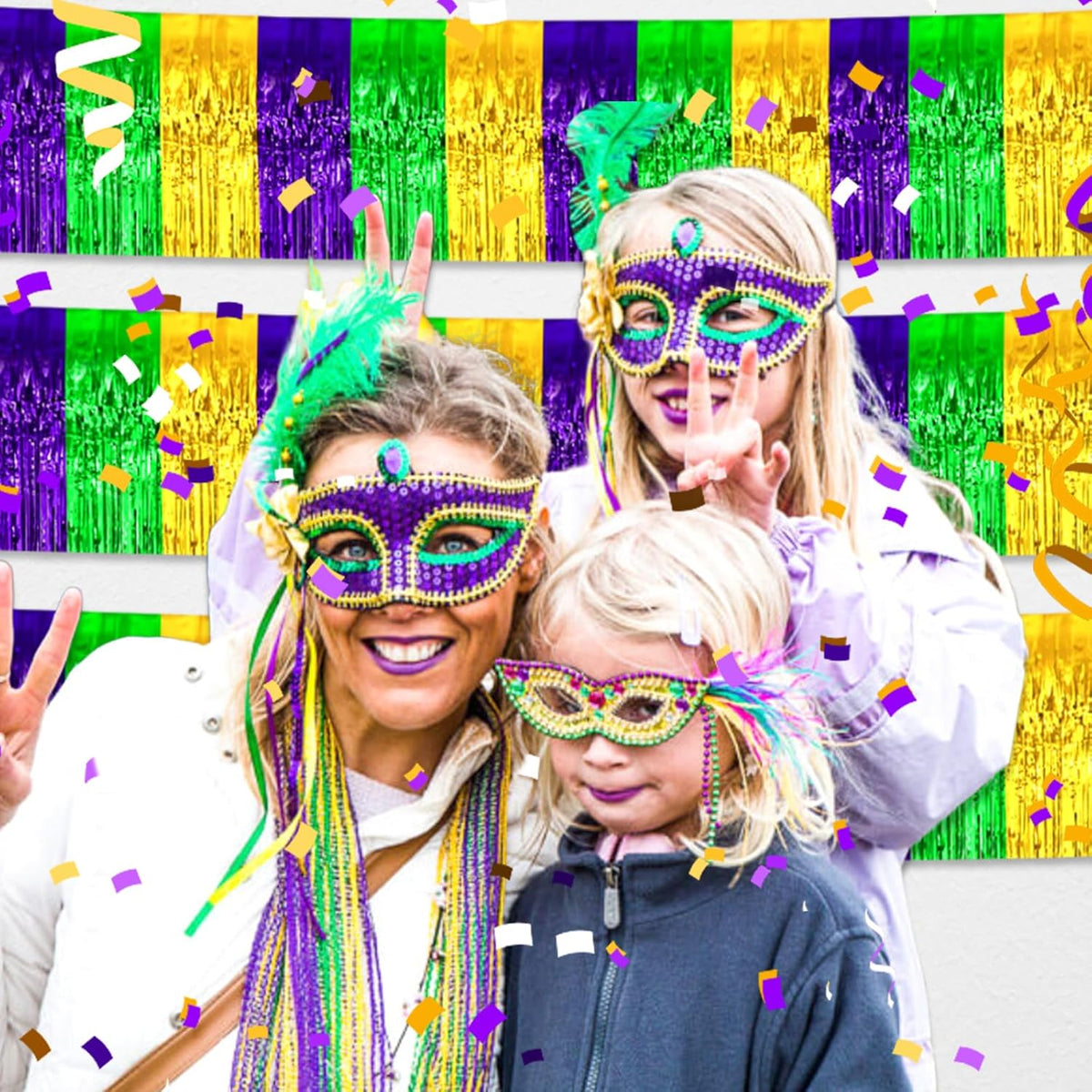6 Pack 10 Feet Gold Green Purple Foil Fringe Garland Metallic Tinsel Streamers Banner Wall Hanging
