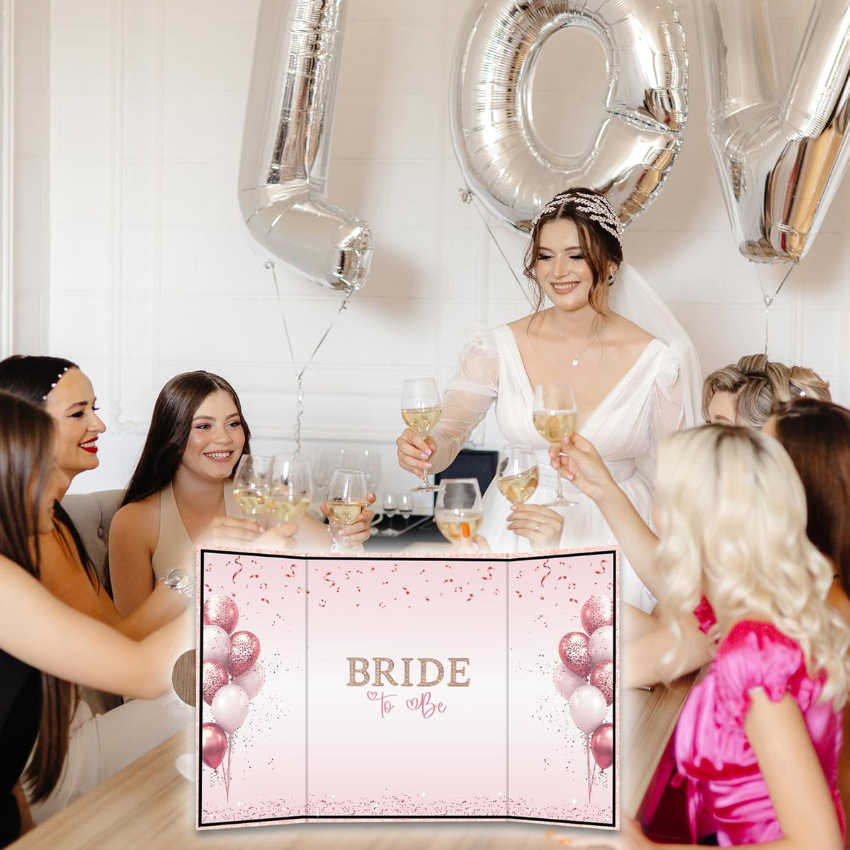 Pink Balloon Bridal Shower Decorations - Bride-to-Be Alternative Signature Guest Book for Women