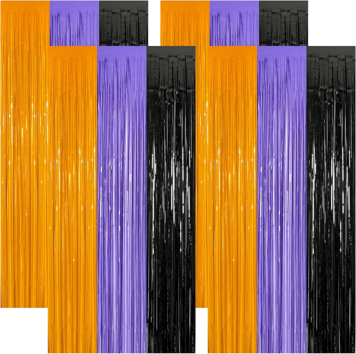 4 Pack Halloween Decorations, 3.28 FT x 7.05 FT Orange Purple Black Party Streamer, Funny Photo