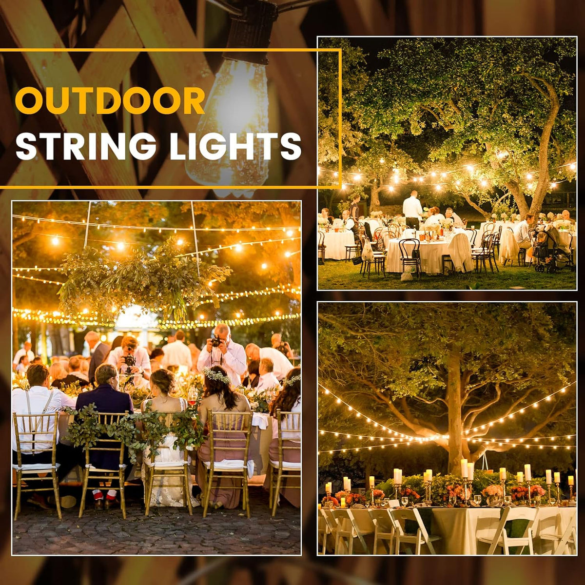 LED Outdoor String Lights, 50 FT Waterproof Patio Lights with 25+2 ST38 Vintage Edison Shatterproof
