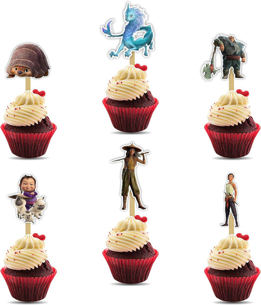 "Raya and the Last Dragn Cupcake Topper – Princess and Fantasy-Themed Party Decoration – Colorful