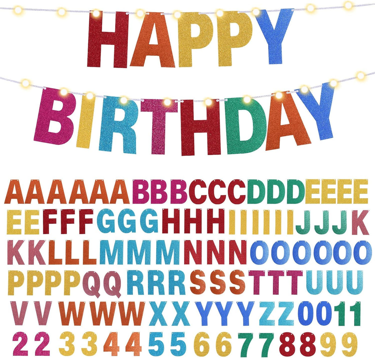 TaoBary 112 Pcs DIY Letter Custom Banner Glitter Customizable Banner Kit Including 107 Letters and
