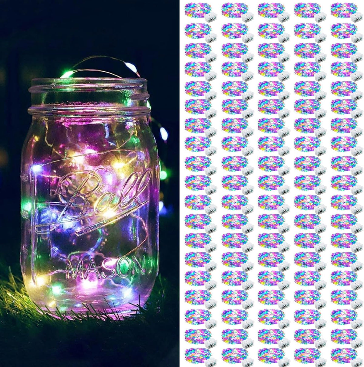 ZGWJ 100 Pack Fairy Lights Battery Operated, 7ft 20 Mini LED Fairy String Lights Silver Wire 3
