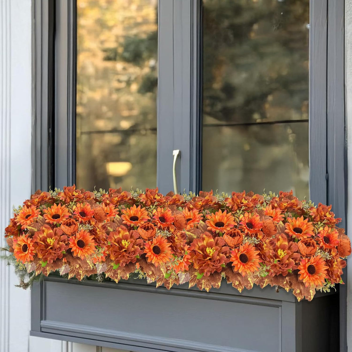 6 Pcs Fall Flowers Artificial for Decoration Silk Burnt Orange Flowers Fall Artificial Sunflowers
