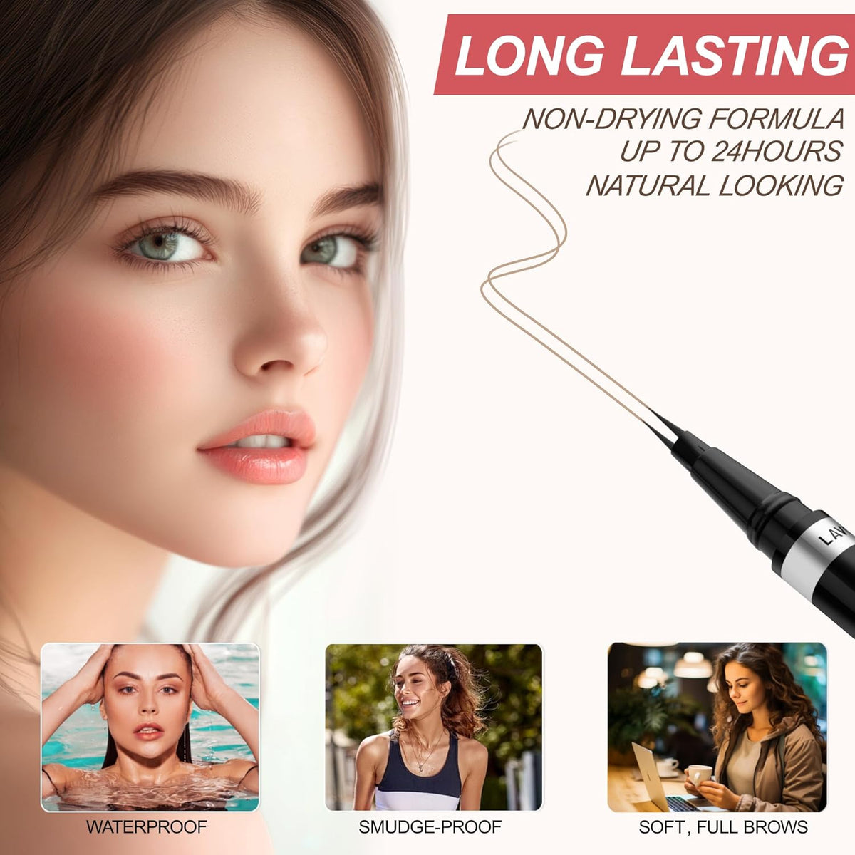 Eyebrow Pencil, 2-in-1 Waterproof Eyebrow Pen, with 2 Tip Microblading Eyebrow Pencil and