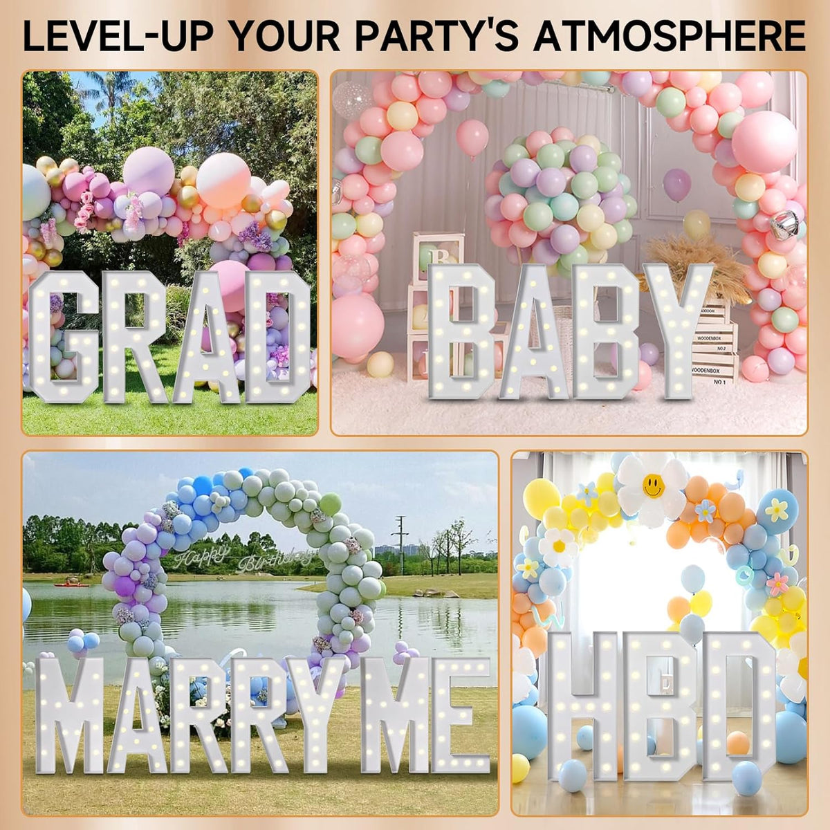 eufony Marquee Letters 4 Feet Tall, 4 FT Marquee Light Up Letters, Giant Light Up Letters 4FT for