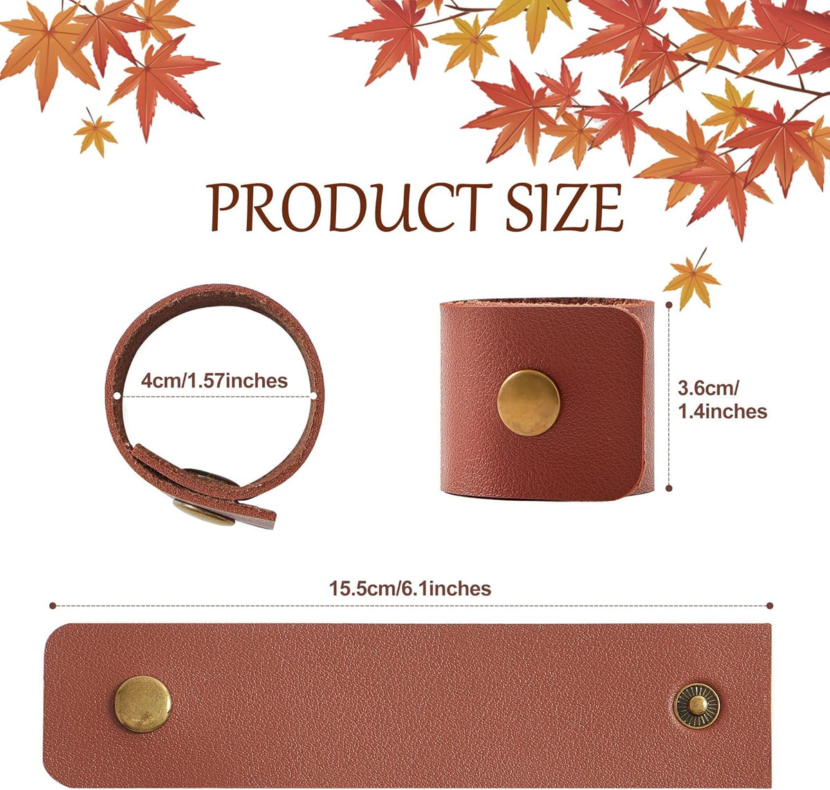 APTWOW Leather Napkin Rings Set of 12 - Fall Thanksgiving Napkin Rings Bulk, Brown Vintage